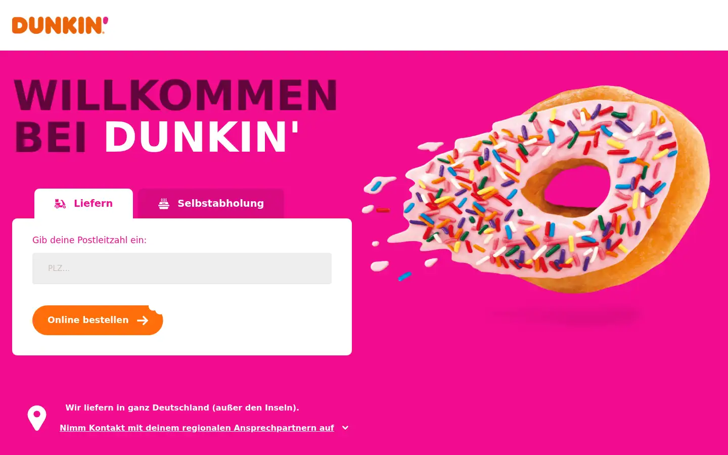 Screenshot of dunkindelivery.de