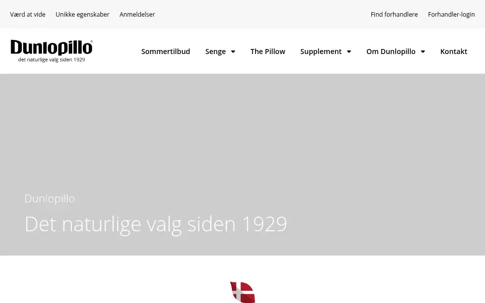 Screenshot of dunlopillo.dk