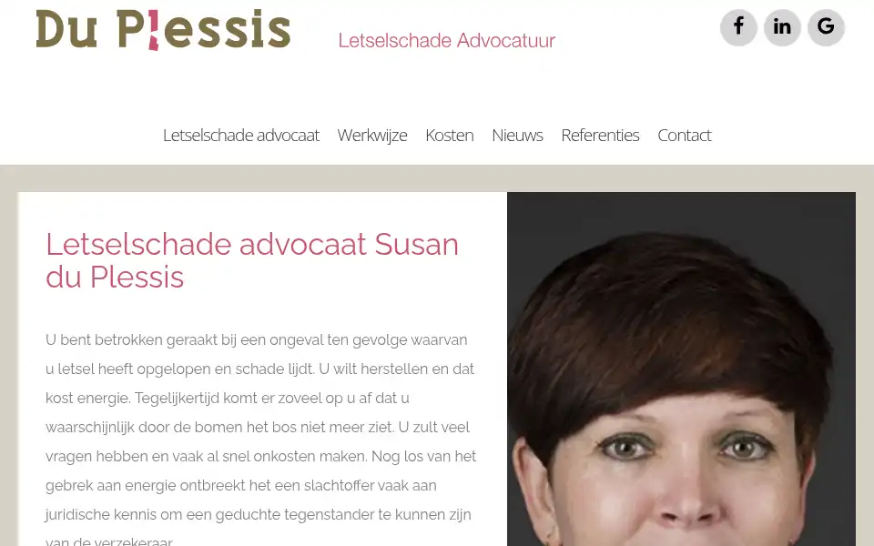 Screenshot of duplessis-letselschade.nl