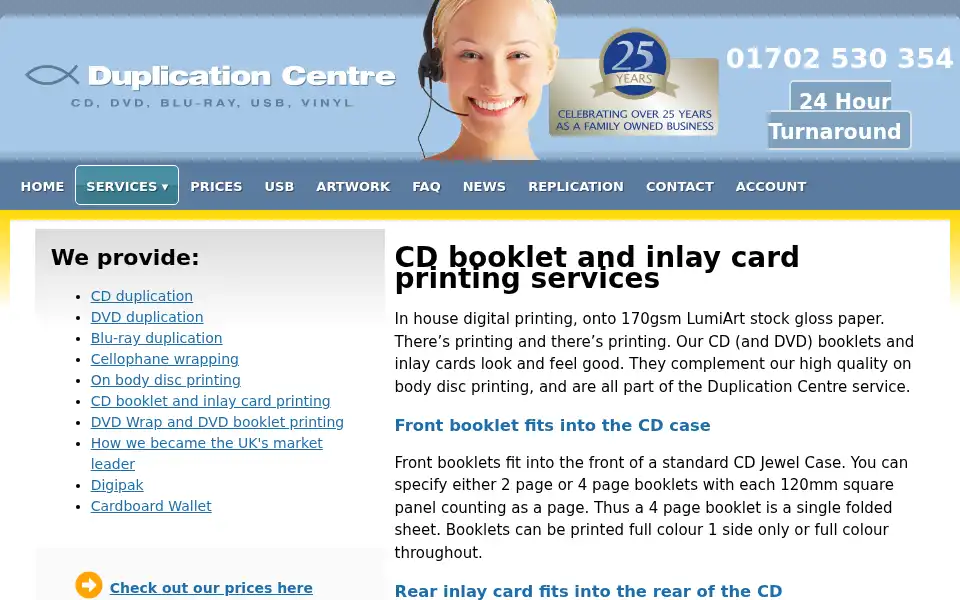 Screenshot of duplicationcentre.co.uk