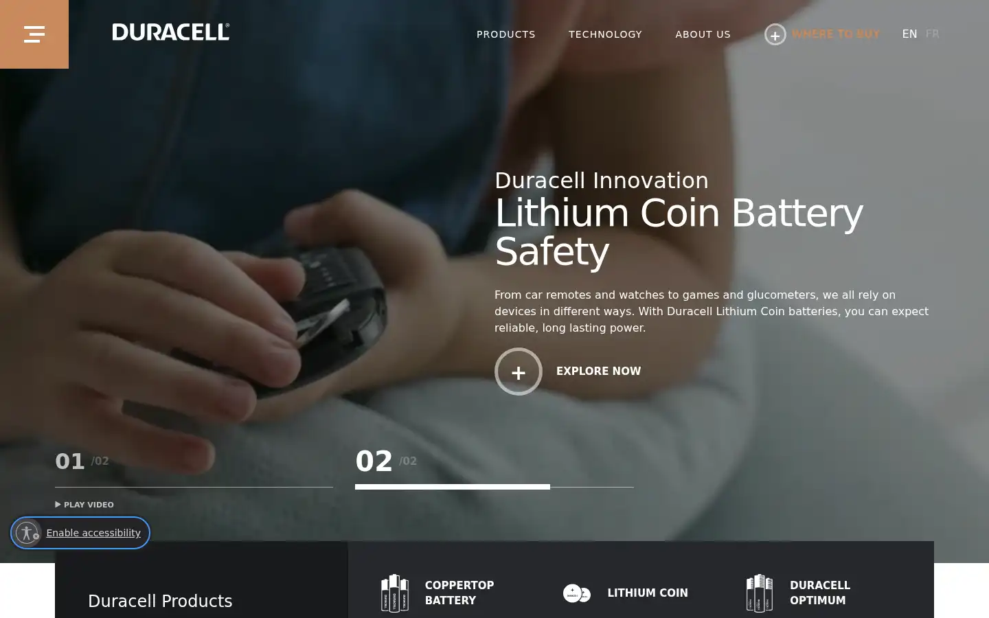 Screenshot of duracell.com