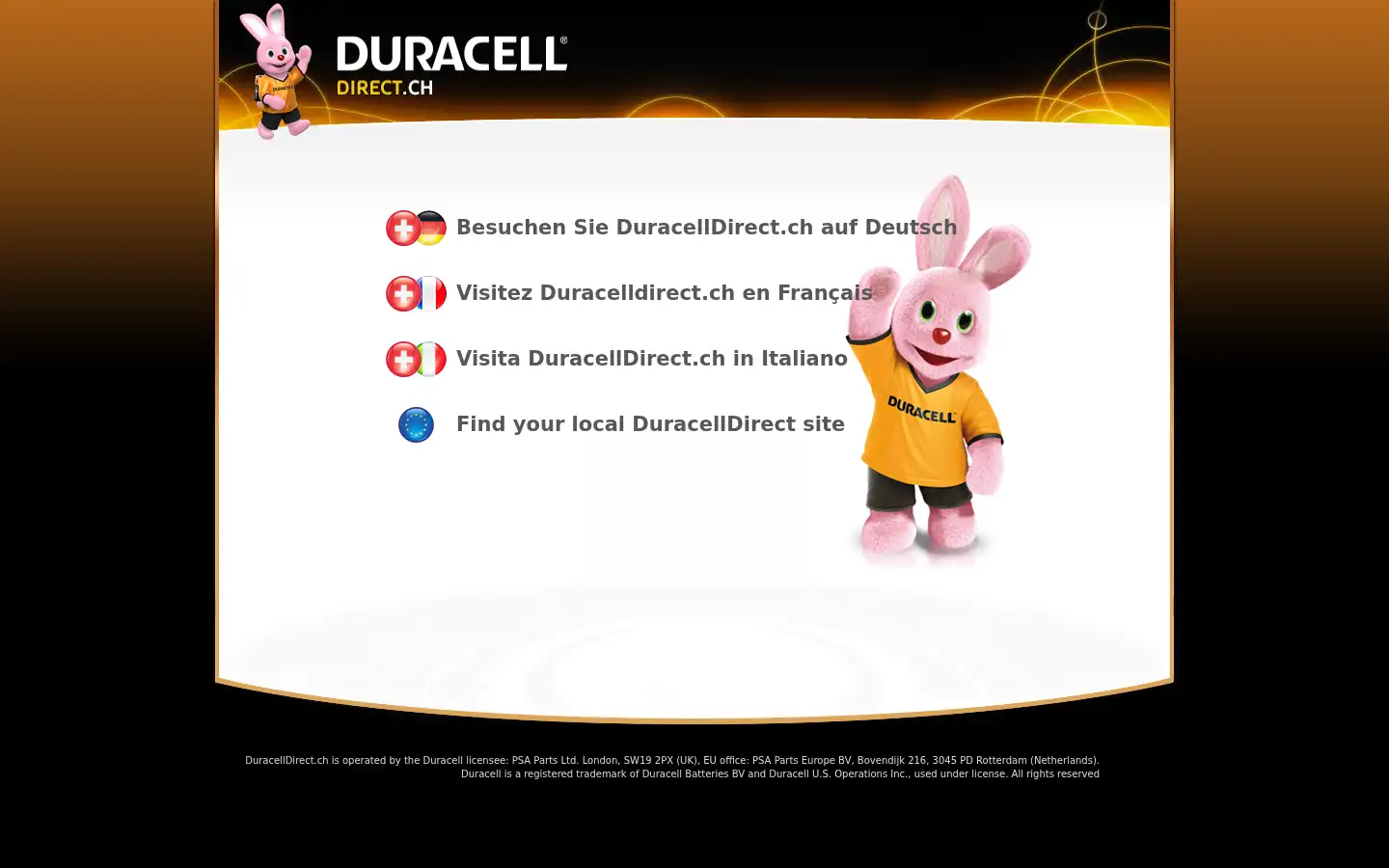 Screenshot of duracelldirect.ch