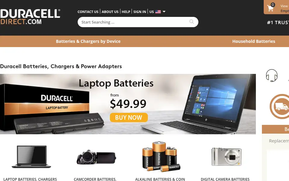 Screenshot of duracelldirect.com