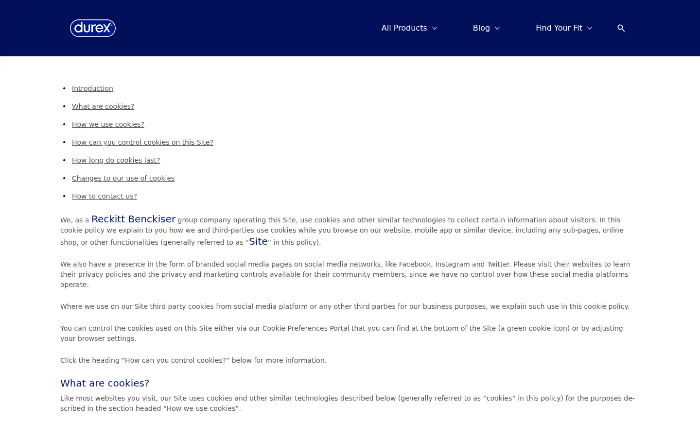 Screenshot of durex.co.uk
