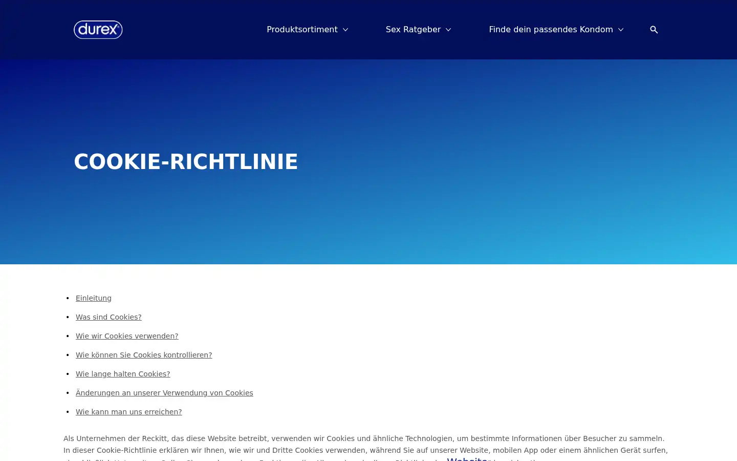 Screenshot of durex.de