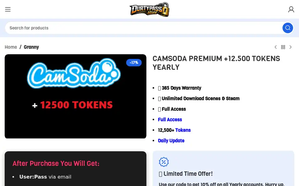 Screenshot of durtypass.store