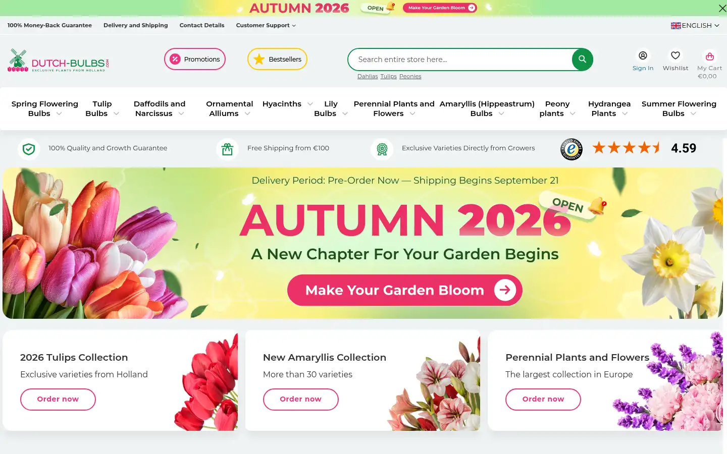 Screenshot of dutch-bulbs.com