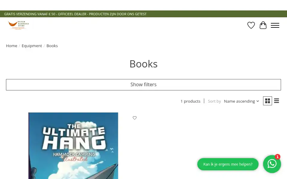 Screenshot of dutchhammockstore.nl