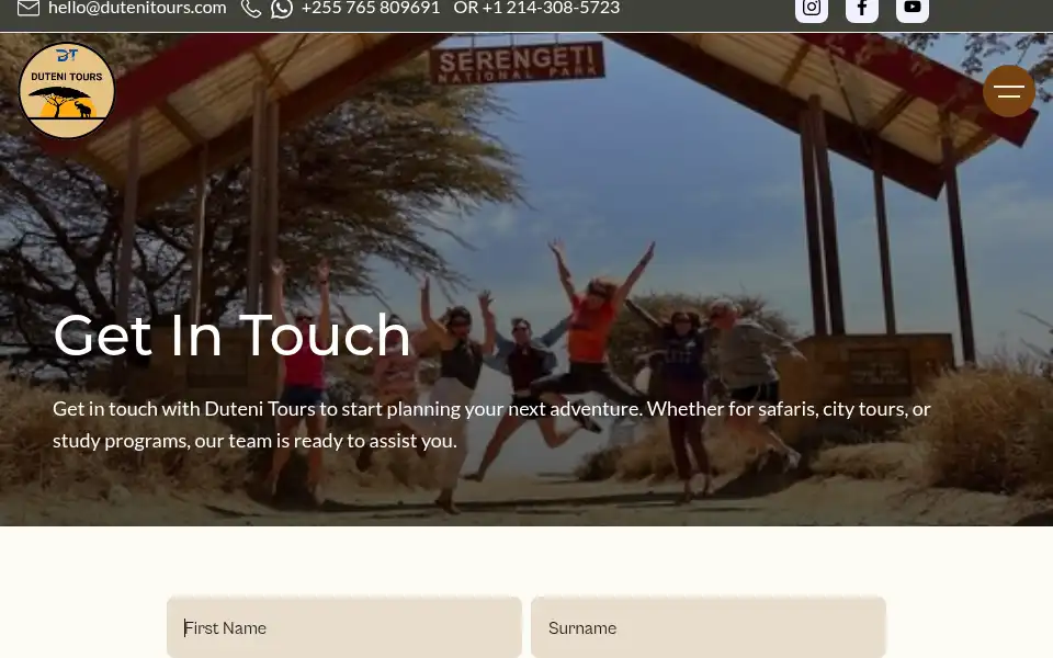 Screenshot of dutenitours.com