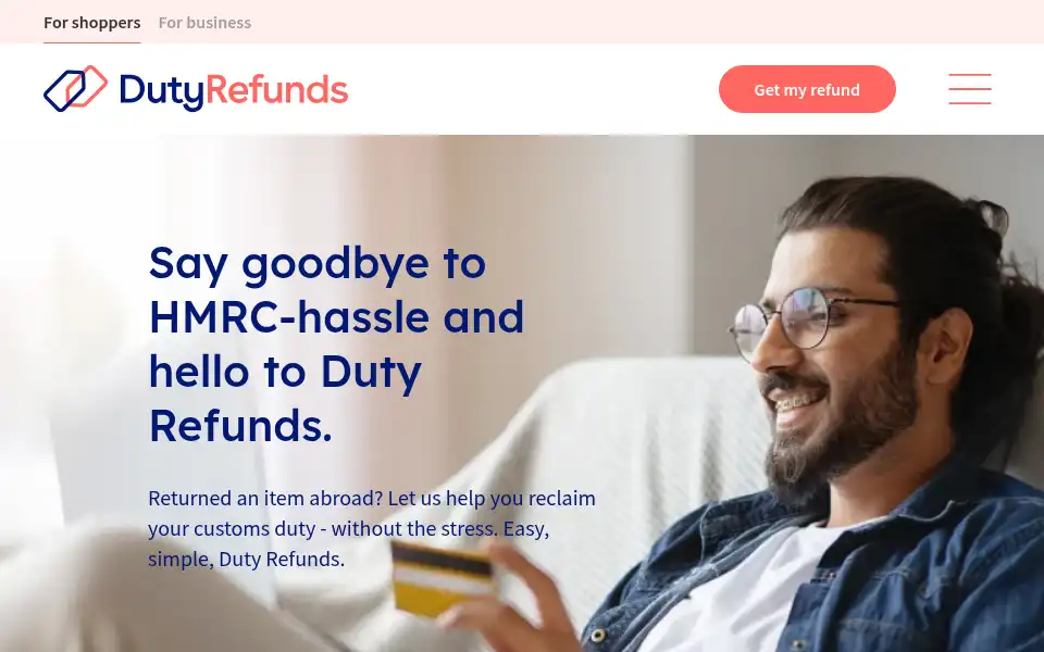 Screenshot of dutyrefunds.co.uk