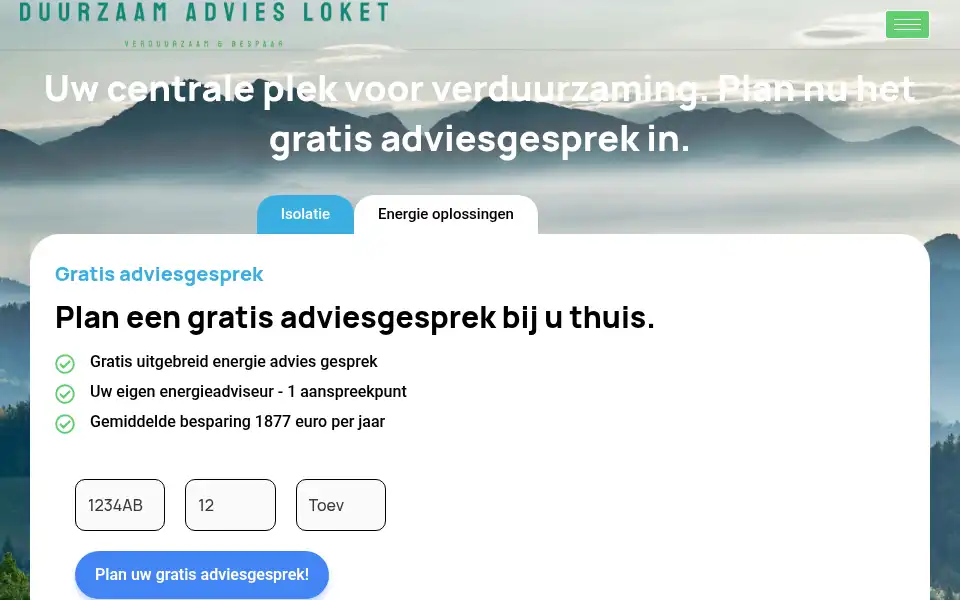 Screenshot of duurzaamadviesloket.nl