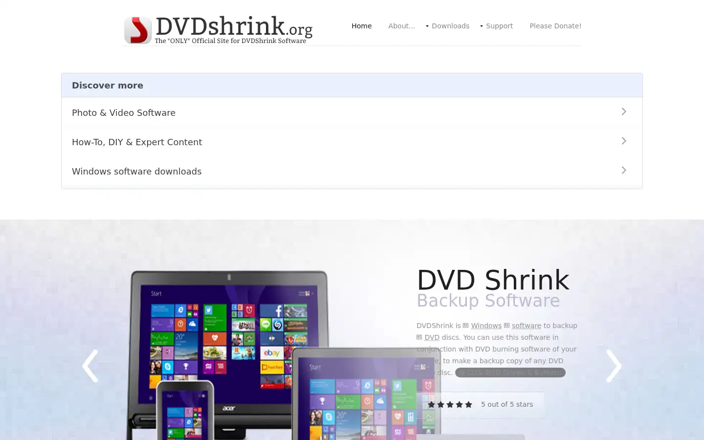 Screenshot of dvdshrink.org