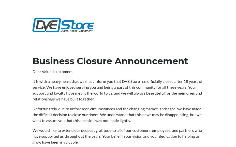 Screenshot of dvestore.com