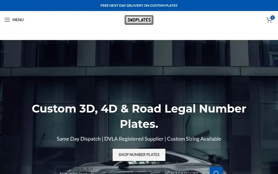 Screenshot of dwdplates.co.uk