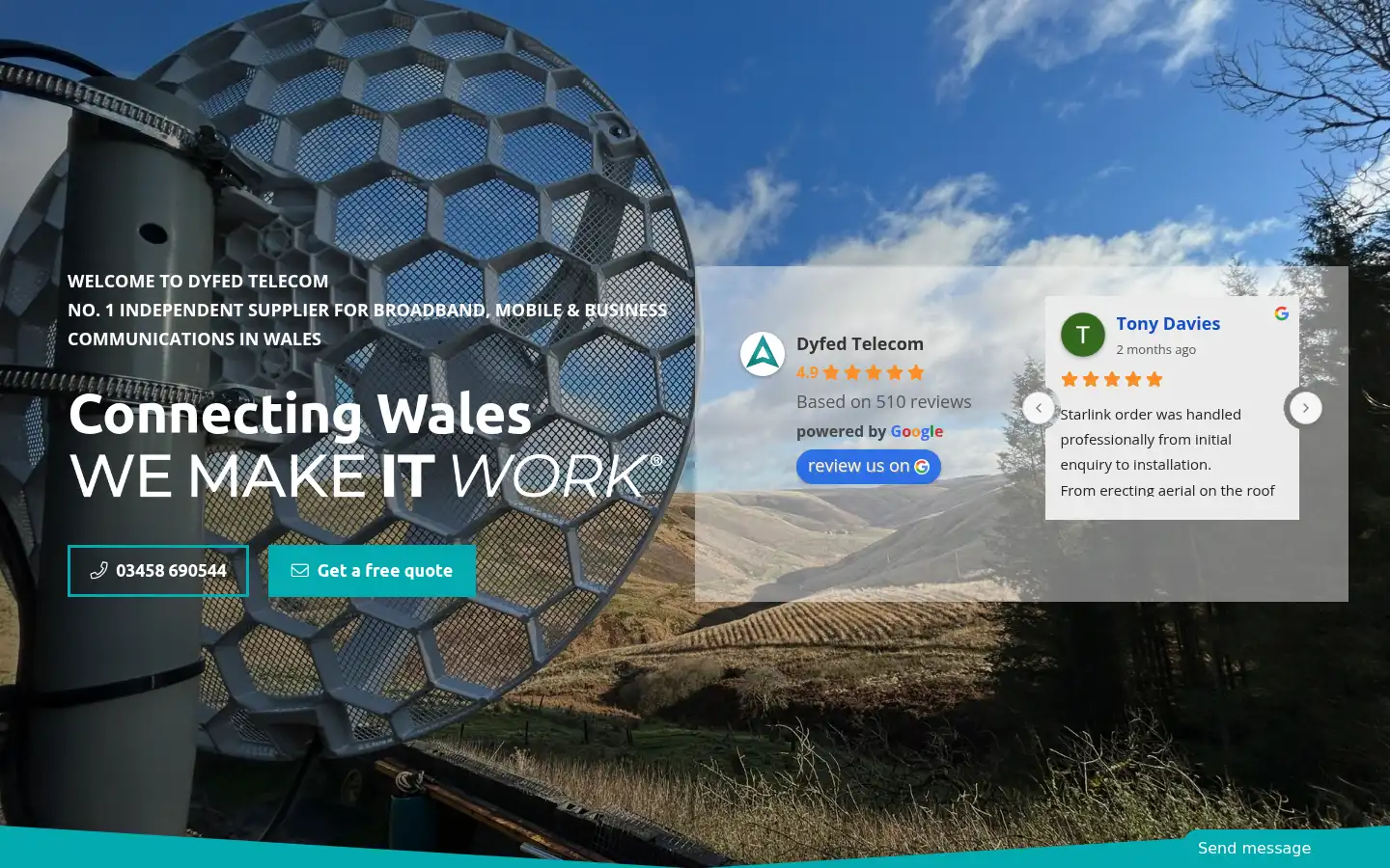 Screenshot of dyfedtelecom.com