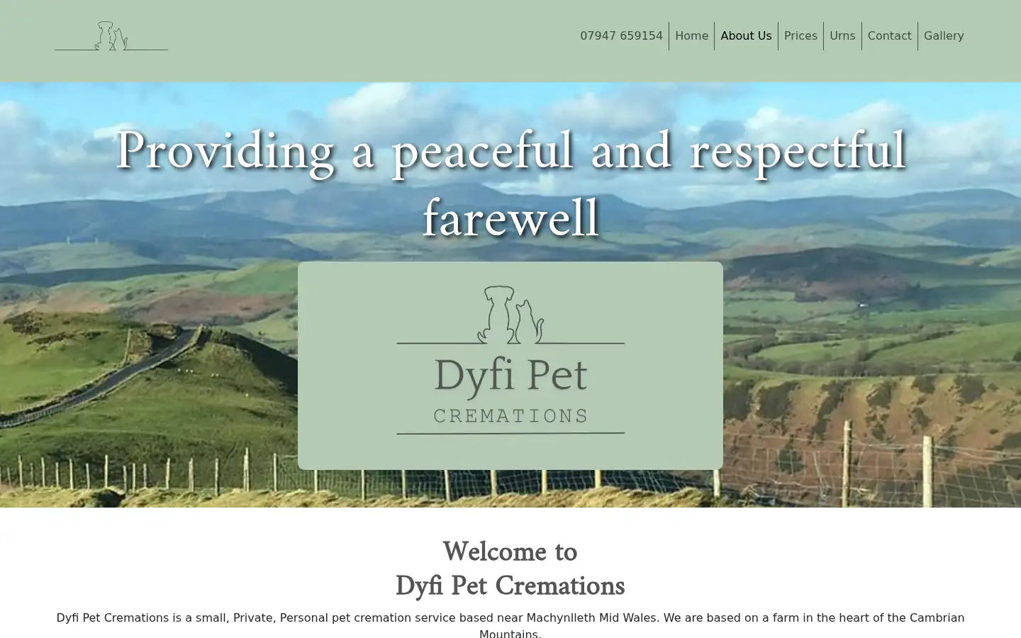 Screenshot of dyfipetcremations.co.uk