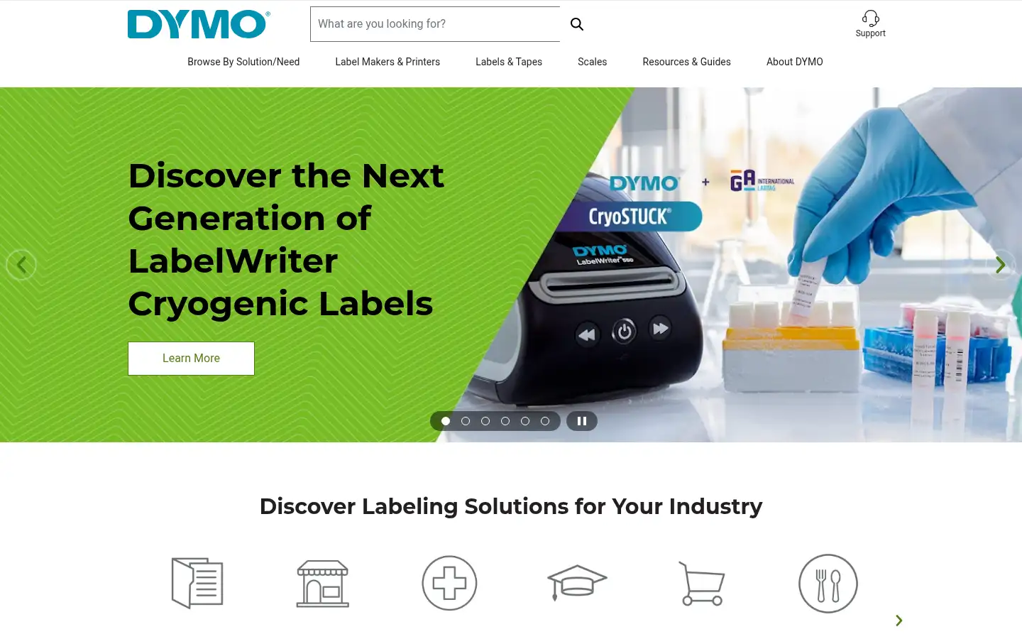 Screenshot of dymo.com