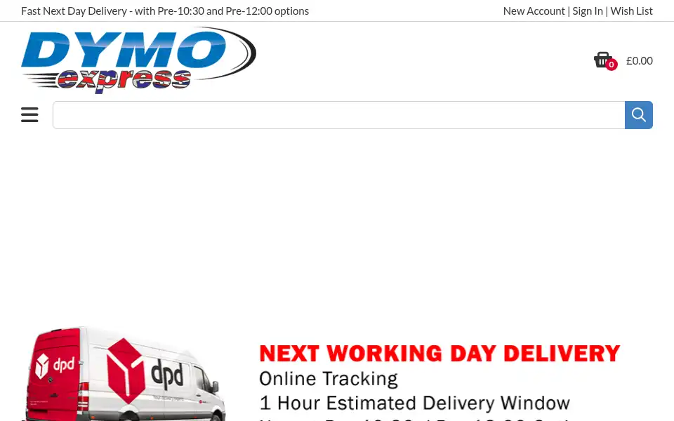 Screenshot of dymo-express.co.uk