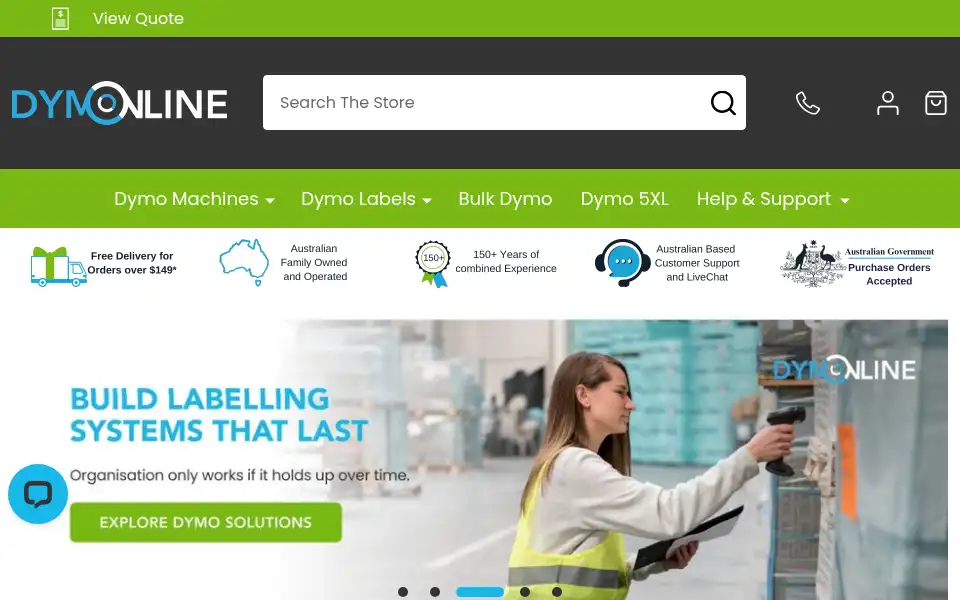 Screenshot of dymoonline.com.au