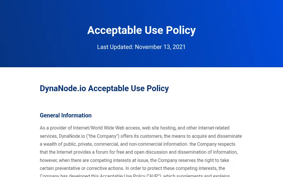 Screenshot of dynanode.io