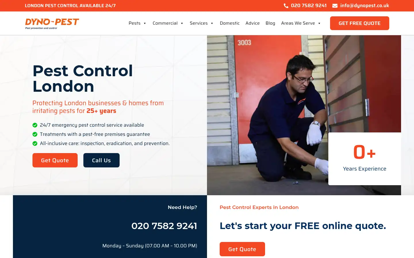 Screenshot of dynopest.co.uk