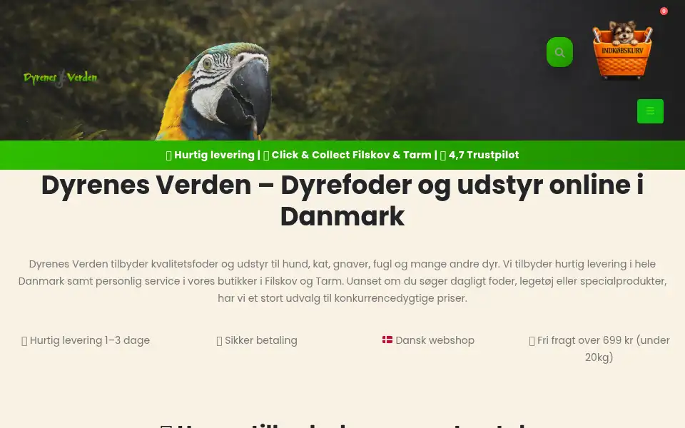 Screenshot of dyrenes-verden.dk