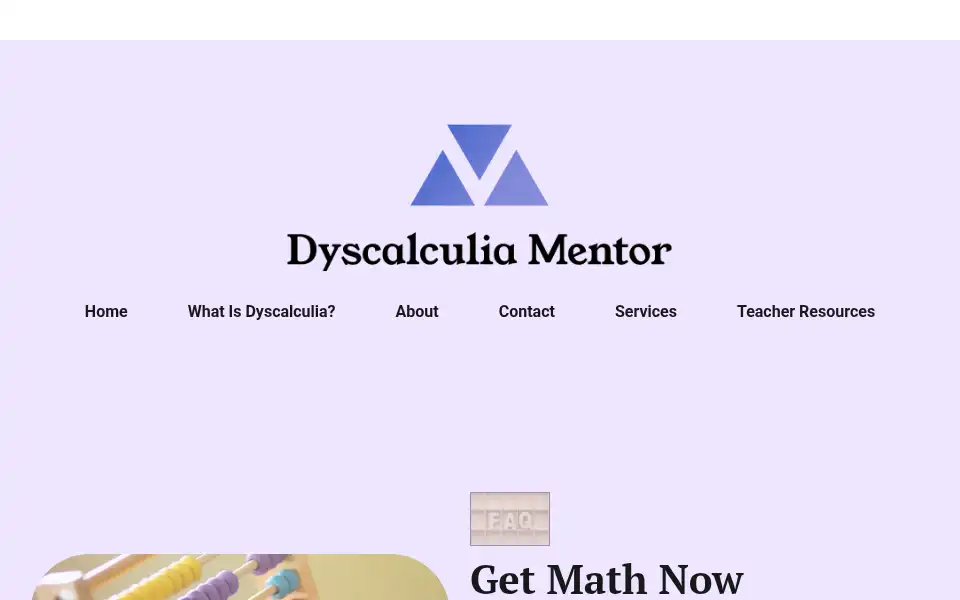 Screenshot of dyscalculiamentor.com