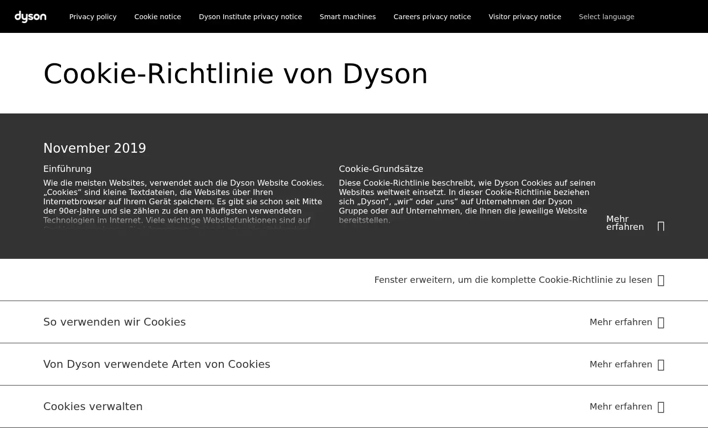 Screenshot of dyson.de