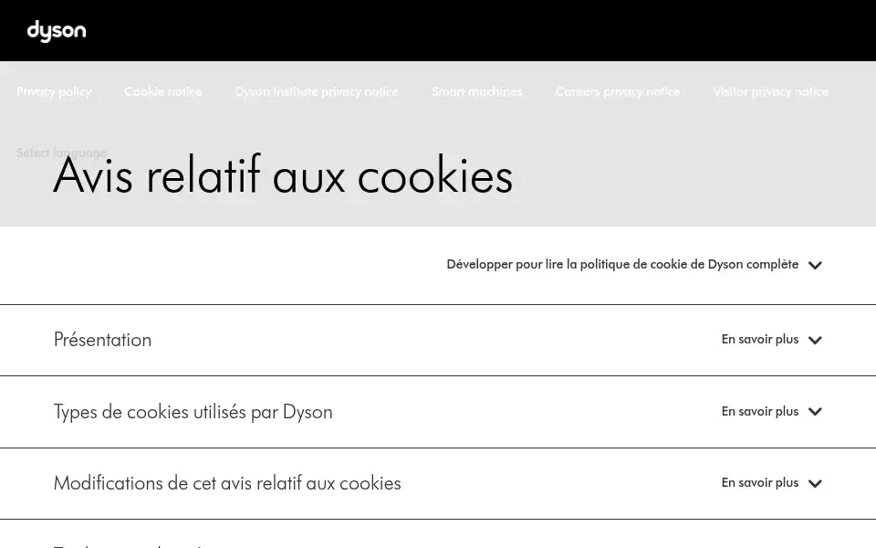 Screenshot of dyson.fr