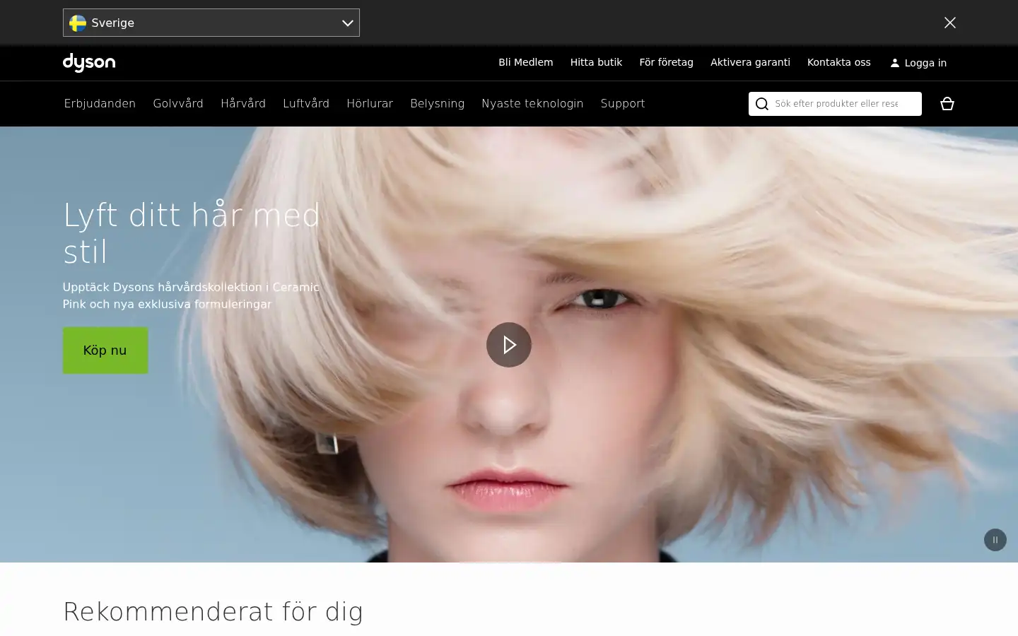Screenshot of dyson.se