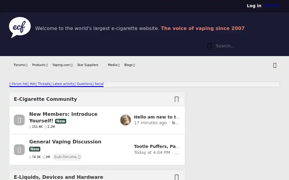 Screenshot of e-cigarette-forum.com