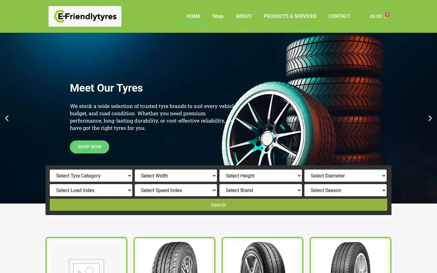 Screenshot of e-friendlytyres.com