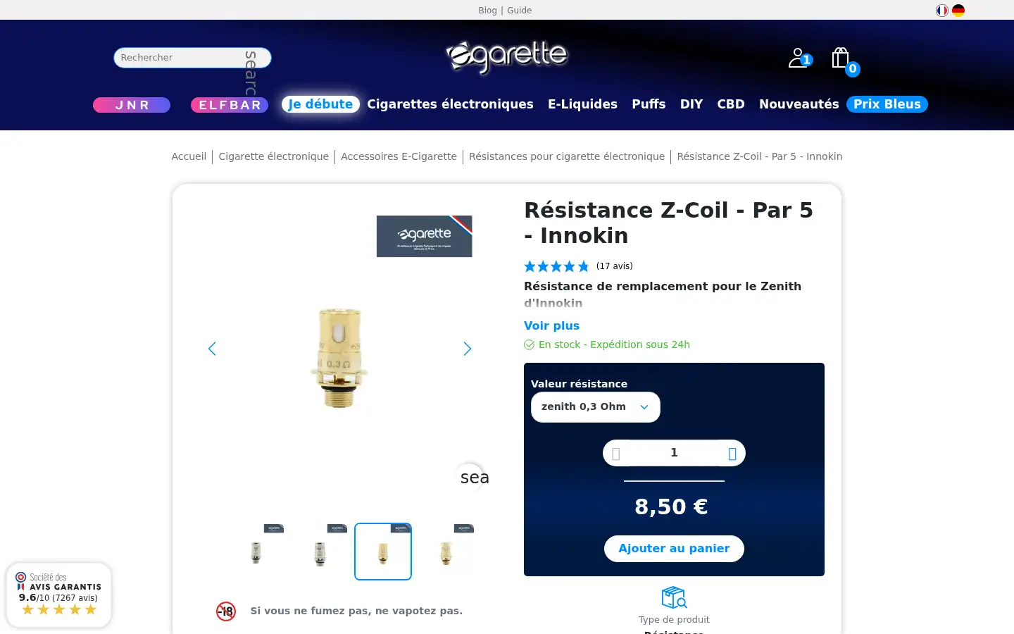 Screenshot of e-garette.fr