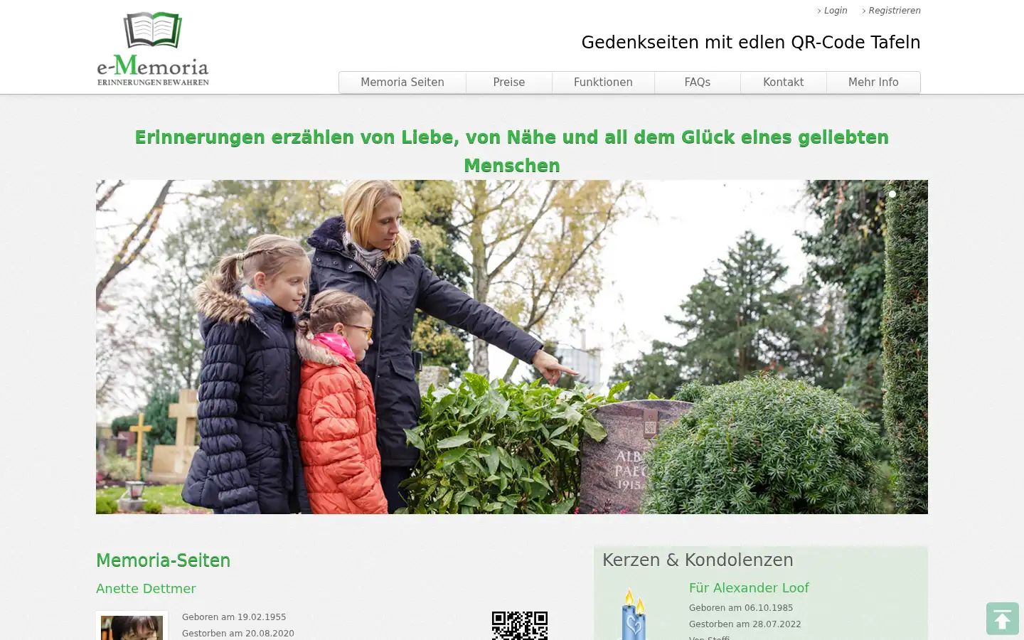 Screenshot of e-memoria.de