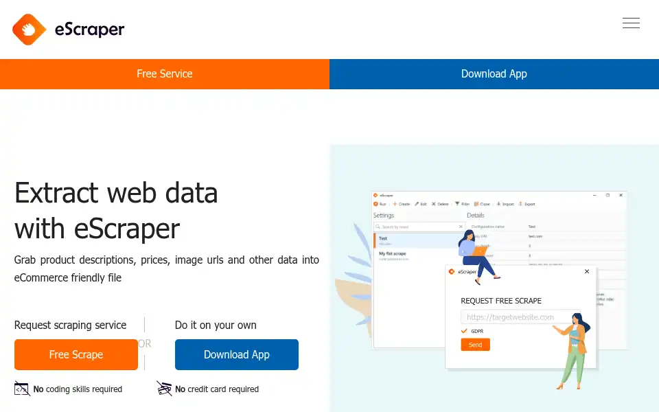 Screenshot of e-scraper.com