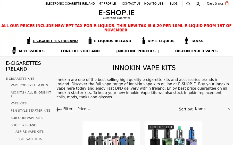 Screenshot of e-shop.ie