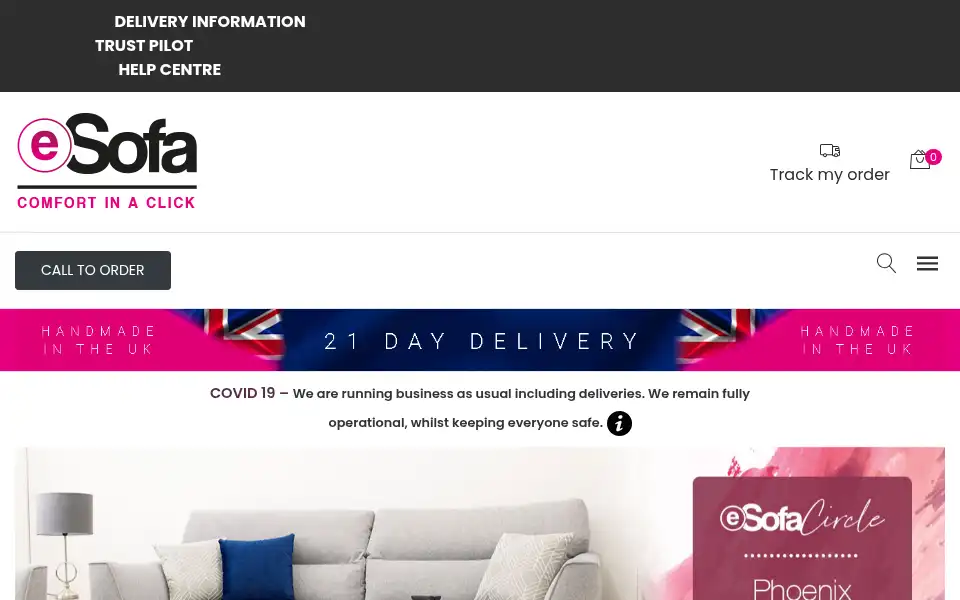 Screenshot of e-sofa.co.uk