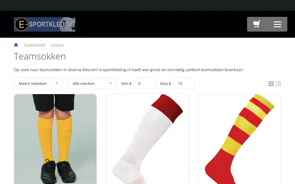 Screenshot of e-sportkleding.nl
