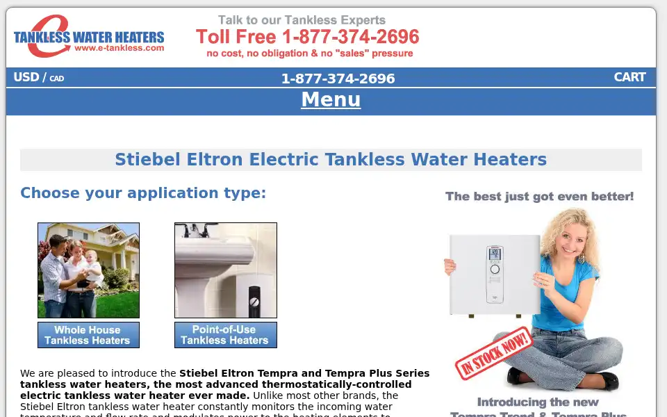 Screenshot of e-tankless.com