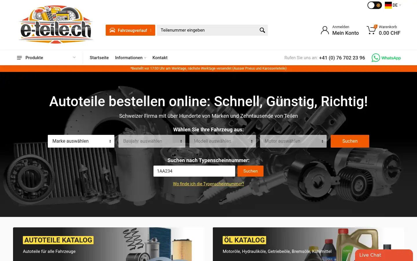Screenshot of e-teile.ch