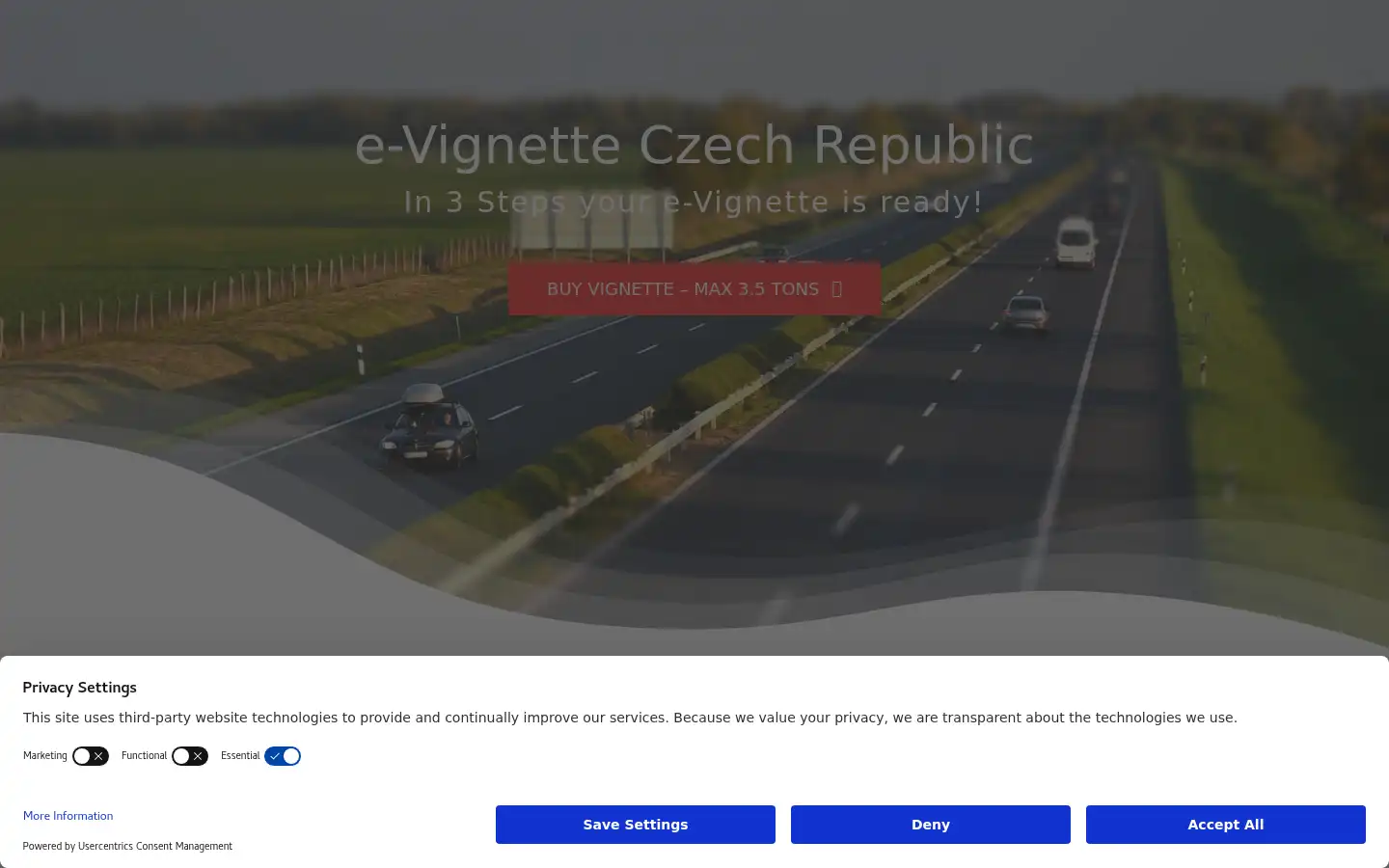 Screenshot of e-vignette.cz