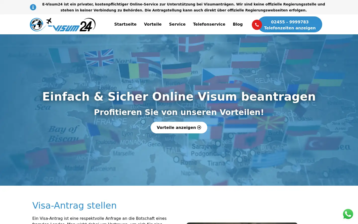 Screenshot of e-visum24.de