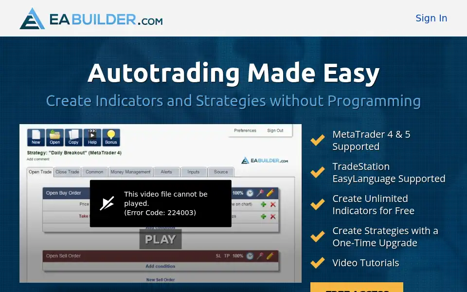 Screenshot of eabuilder.com