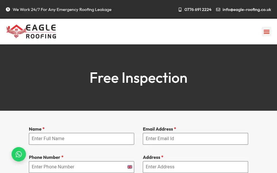 Screenshot of eagle-roofing.co.uk