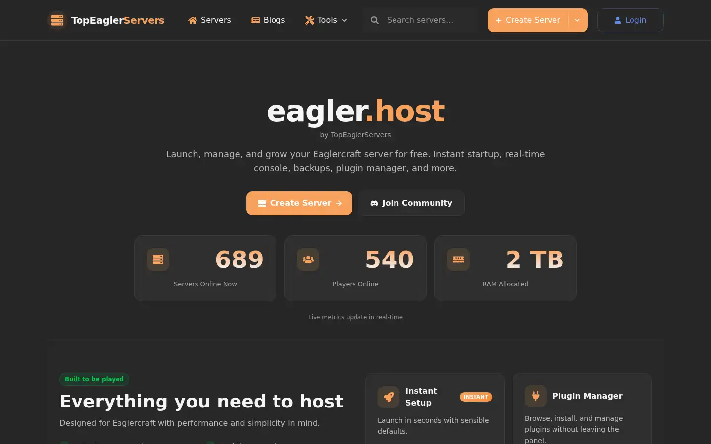 Screenshot of eagler.host