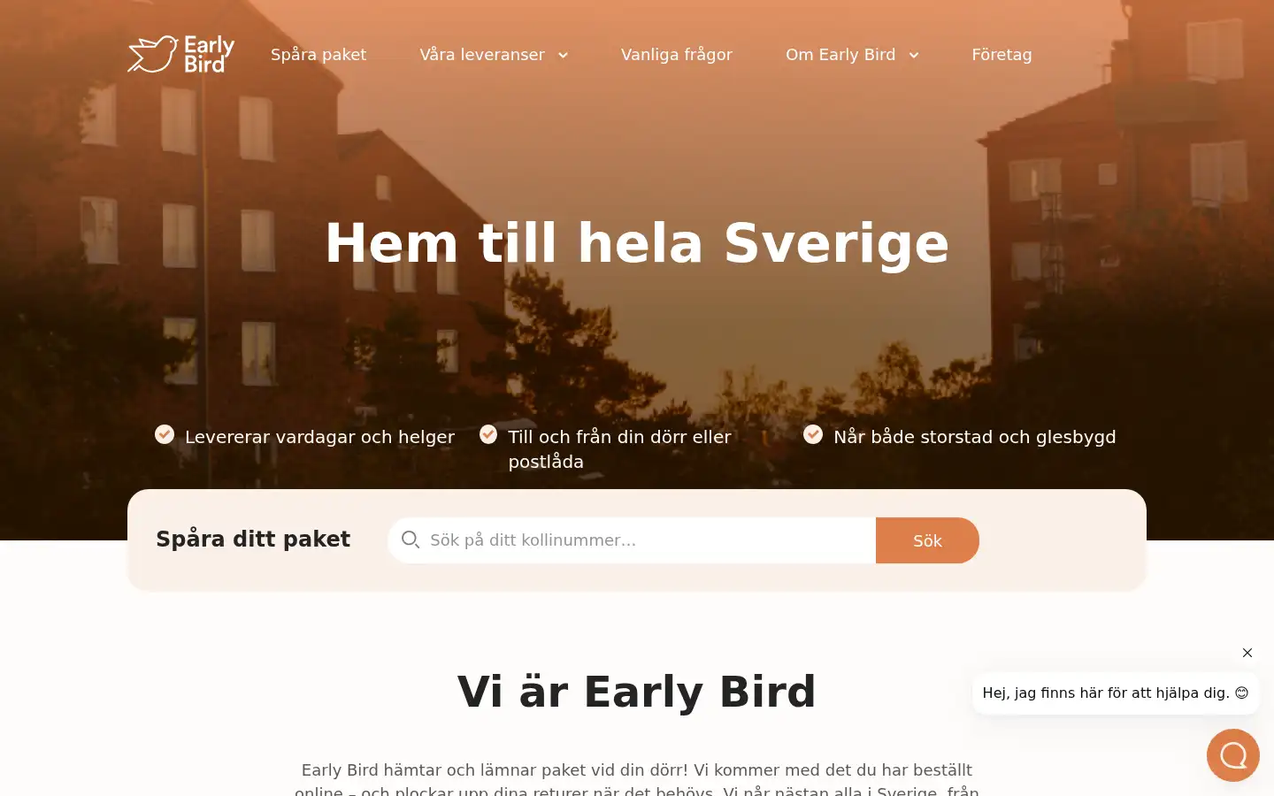 Screenshot of earlybird.se