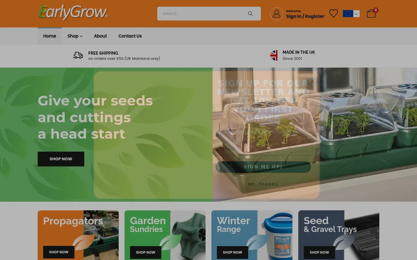 Screenshot of earlygrow.co.uk