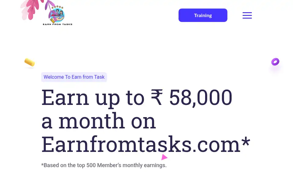 Screenshot of earnfromtasks.com