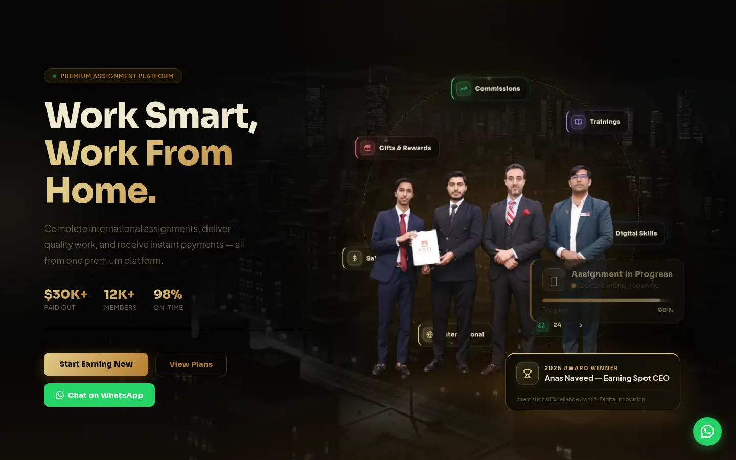 Screenshot of earningspotofficial.com