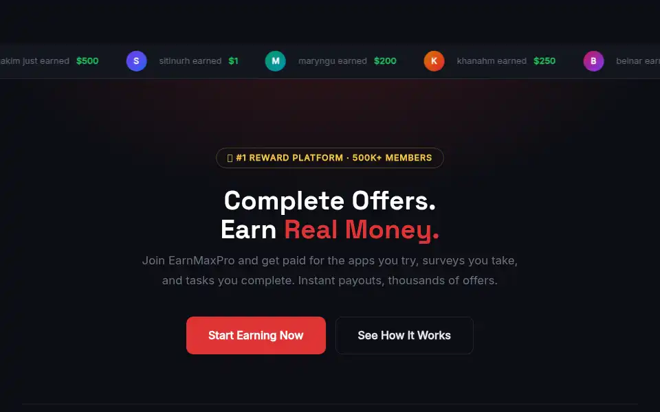 Screenshot of earnmaxpro.com